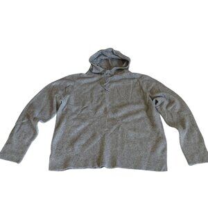 Time And Tru Gray Knit Pullover Hooded Sweater Womens Size L 12 14 Long Sleeve